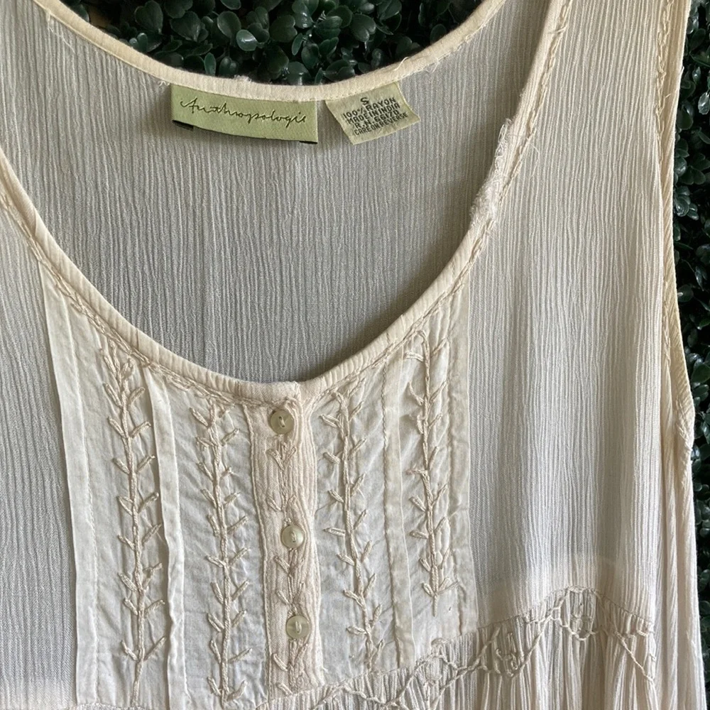 90s/ vtg Anthropologie tiered prairie babydoll dress - Picture 2 of 16